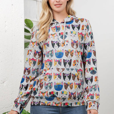 Floral Cats Hoodie