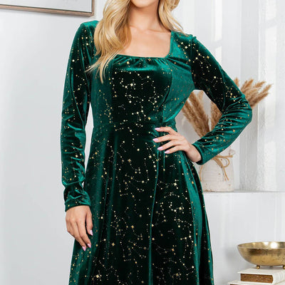 Celestial Green Velvet Dress