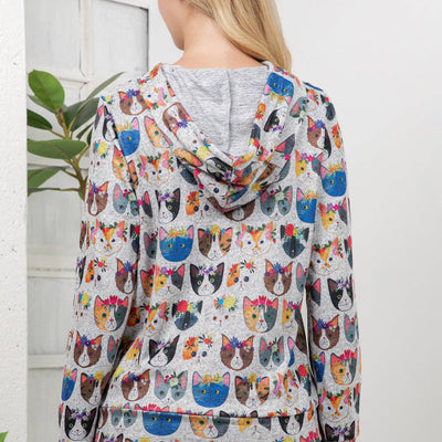Floral Cats Hoodie