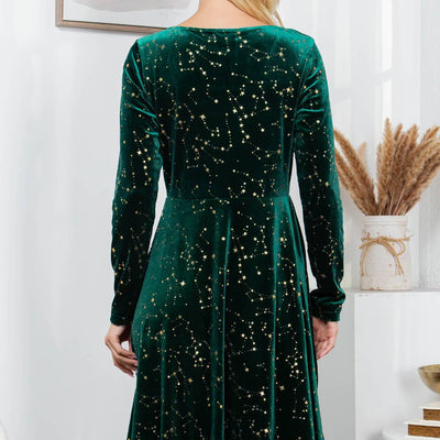 Celestial Green Velvet Dress