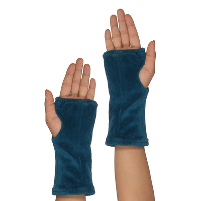 Peacock Feather Embroidered Cotton Velvet Handwarmers