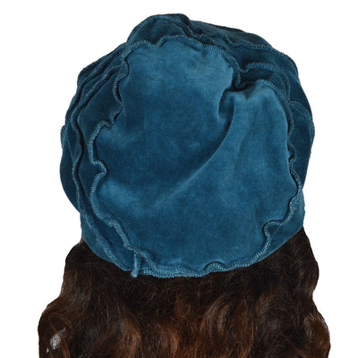 Peacock Feather Embroidered Cotton Velvet Slouch Hat