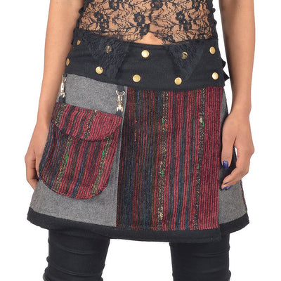 Boiled Wool Hip Pouch Skirt