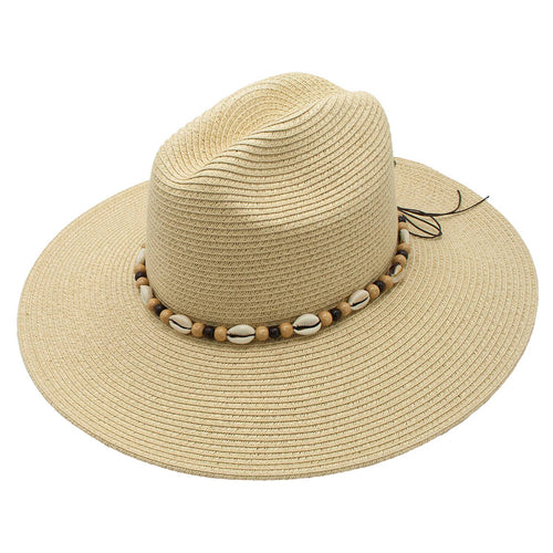 Figi Toyo Straw Sea Shell Band Beach Sun Resort Hat
