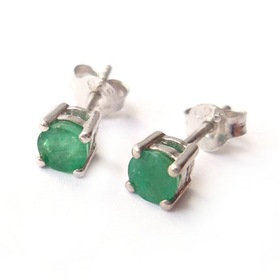 Emerald 925 Sterling Silver May Birthstone Earrings