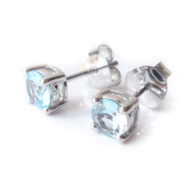Aquamarine 925 Sterling Silver March Birthstone Earrings