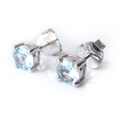 Blue Topaz 925 Sterling Silver December Birthstone Earrings