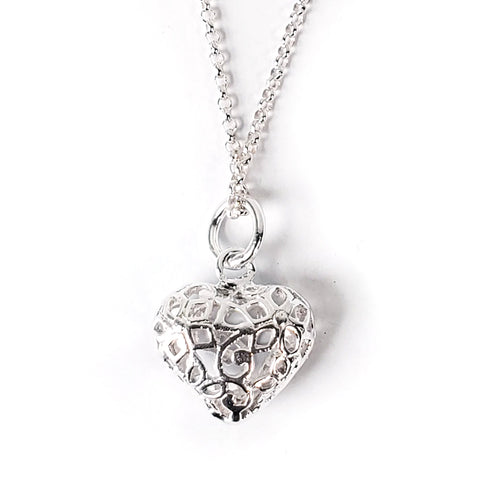 Puffy Heart .925 Sterling Silver Necklace