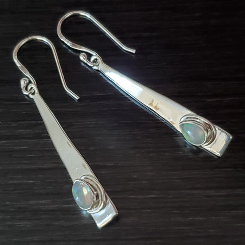 Opal .925 Sterling Silver Modern Drop Earrings