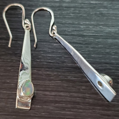 Opal .925 Sterling Silver Modern Drop Earrings
