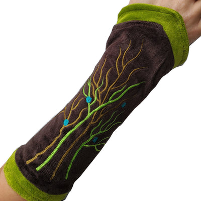 Embroidered Velvet Tree of Life Handwarmers
