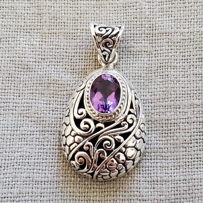 Amethyst .925 Sterling Silver Pendant from Bali