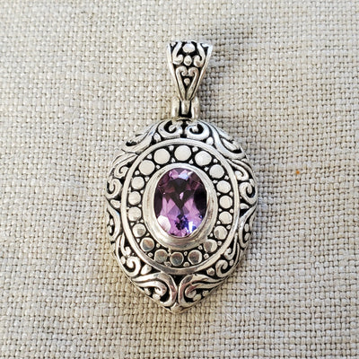 Gemstone Bali Pendant .925 Sterling Silver Double Sided