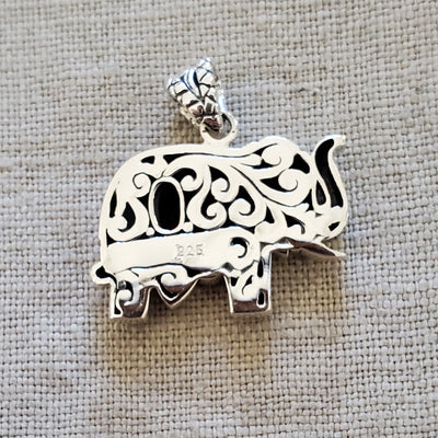 Elephant .925 Sterling Silver Gemstone Pendant from Bali