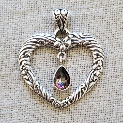 Mystic Topaz Heart .925 Sterling Silver Pendant from Bali