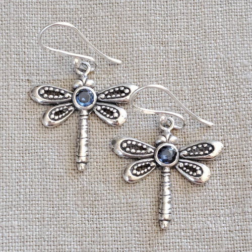 Blue Topaz  Dragonfly .925 Sterling Silver Earrings from Bali