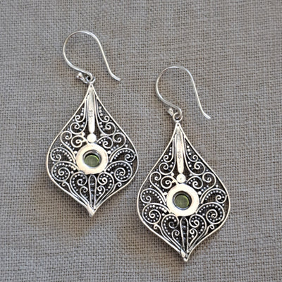 Peridot .925 Sterling Silver Chandelier Earrings from Bali