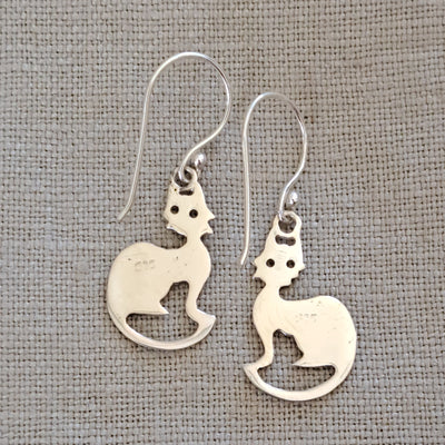 Cat .925 Sterling Silver Drop Earrings from Bali