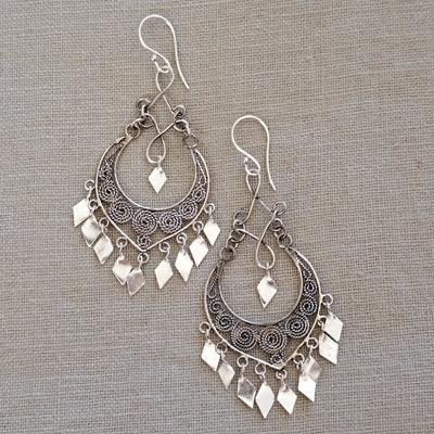 Chandelier .925 Sterling Silver Summer Earrings from Bali