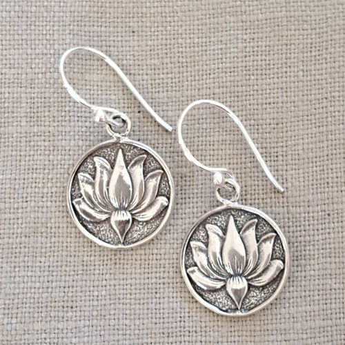 Lotus .925 Sterling Silver Earrings from Bali