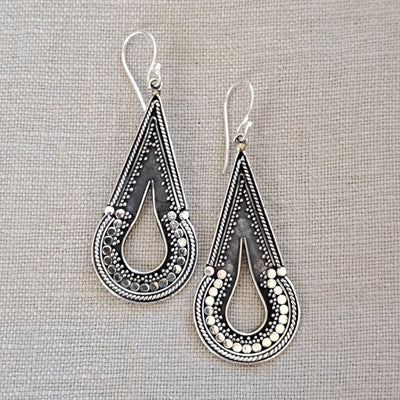 .925 Sterling Silver long Drop Earrings from Bali