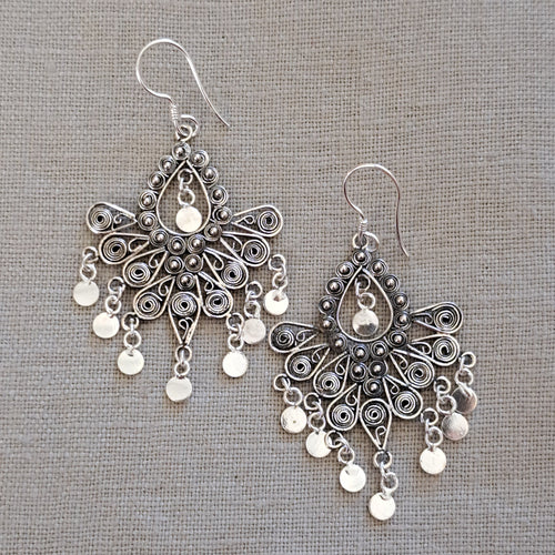 .925 Sterling Silver Chandelier Earrings from Bali