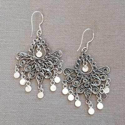 .925 Sterling Silver Chandelier Earrings from Bali