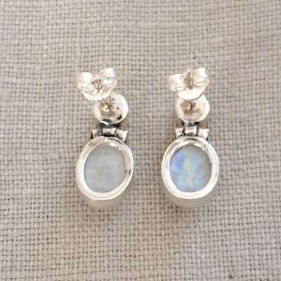 Blue Topaz, Moonstone .925 Sterling Silver Earrings from Bali