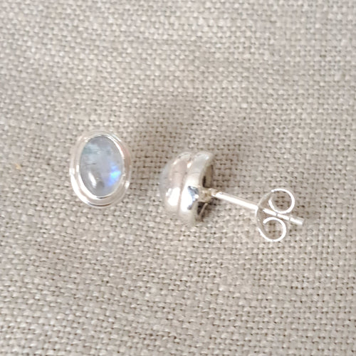 Moonstone .925 Sterling Silver Stud Earrings from Bali