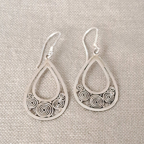 Spiral Drop Earrings .925 Sterling Silver from Bali