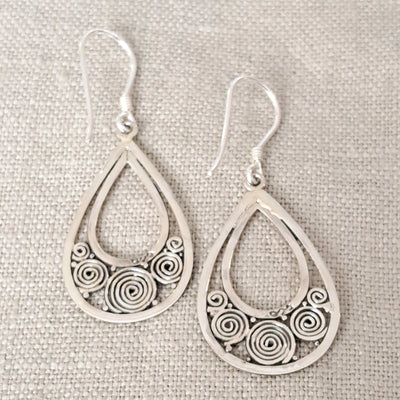 Spiral Drop Earrings .925 Sterling Silver from Bali
