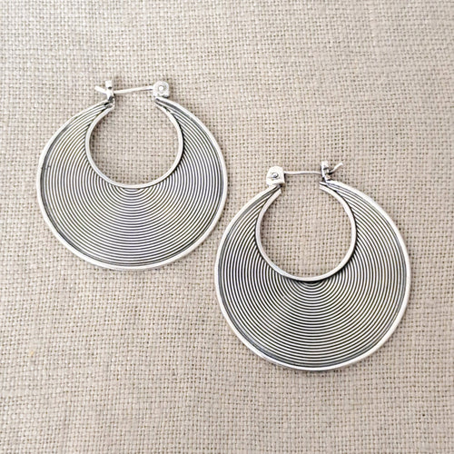 Textured .925 Sterling Silver Hoop Earrings from Bali