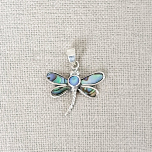 Abalone Dragonfly .925 Sterling Silver Pendant from Bali