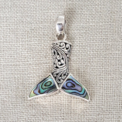 Abalone Whale Tail .925 Sterling Silver Pendant from Bali