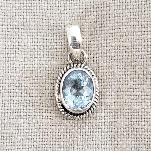 Blue Topaz .925 Sterling Silver Pendant from Bali