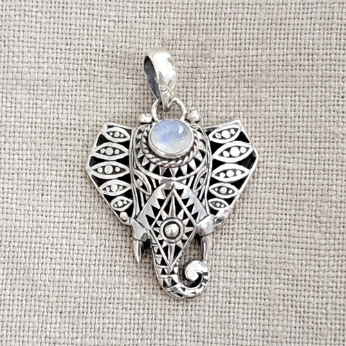 Moonstone Elephant .925 Sterling Silver Pendant from Bali