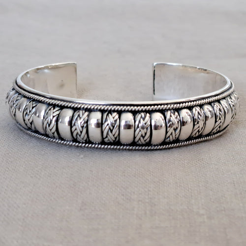Textured Cuff .925 Sterling Silver Bracelet from Bali