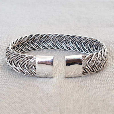 Braided .925 Sterling Silver Cuff Bracelet from Bali