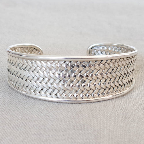 Handwoven .925 Sterling Silver Cuff Bracelet from Bali