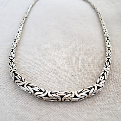 22" Long .925 Sterling Silver Byzantine Chain from Bali