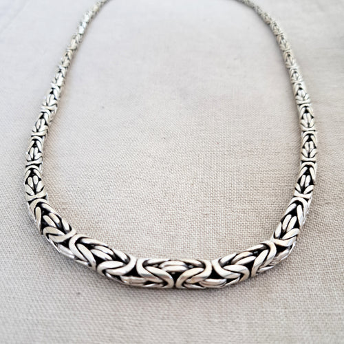 22" Long .925 Sterling Silver Byzantine Chain from Bali