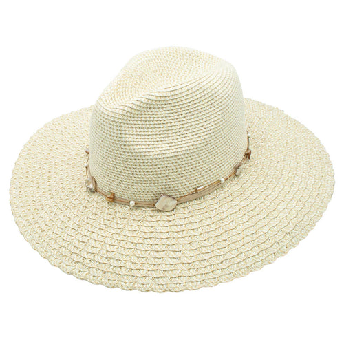 Stefania Toyo Straw Stone Gem Crystal Beach Resort Hat