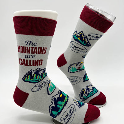 The Mountains Are Calling Men's Novelty Crew Socks