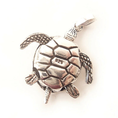Turtle .925 Solid Sterling Silver 3D Pendant