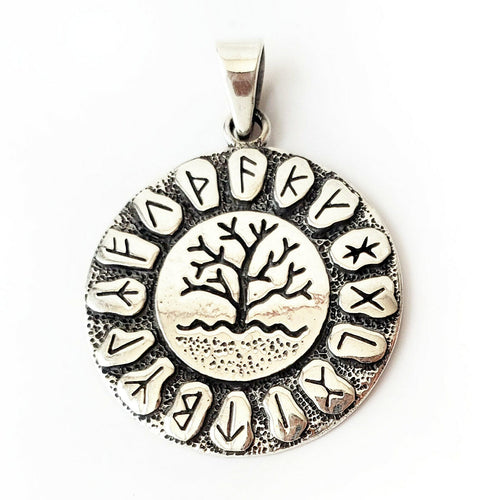 Celtic Runes Tree of Life .925 Sterling Silver Pendant Good Luck Amulet Charm
