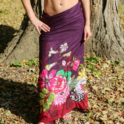 Floral Metallic Embroidered Cotton Sarong