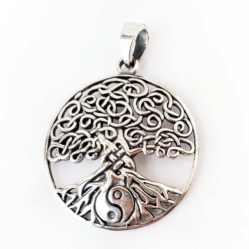 Yin Yang Tree of Life .925 Sterling Silver Pendant Celtic Knot