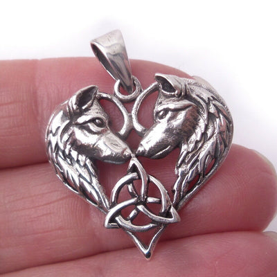 Wolf Celtic Knot Amulet .925 Solid Sterling Silver Charm