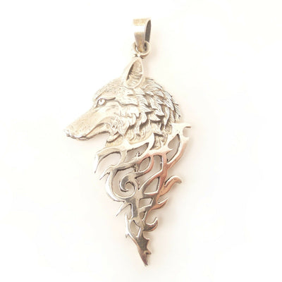Wolf Tribal Pendant .925 Solid Sterling Silver Charm Protection Amulet  Gift
