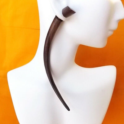 5" Long Split Taper Earring Wood Fake Plug Jewelry Gift Gothic Halloween Costume
